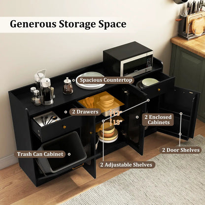 Large Buffet Cabinet Hidden Tilt Out Trash Can