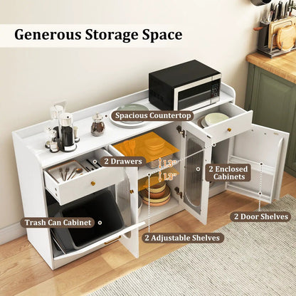 Large Buffet Cabinet Hidden Tilt Out Trash Can