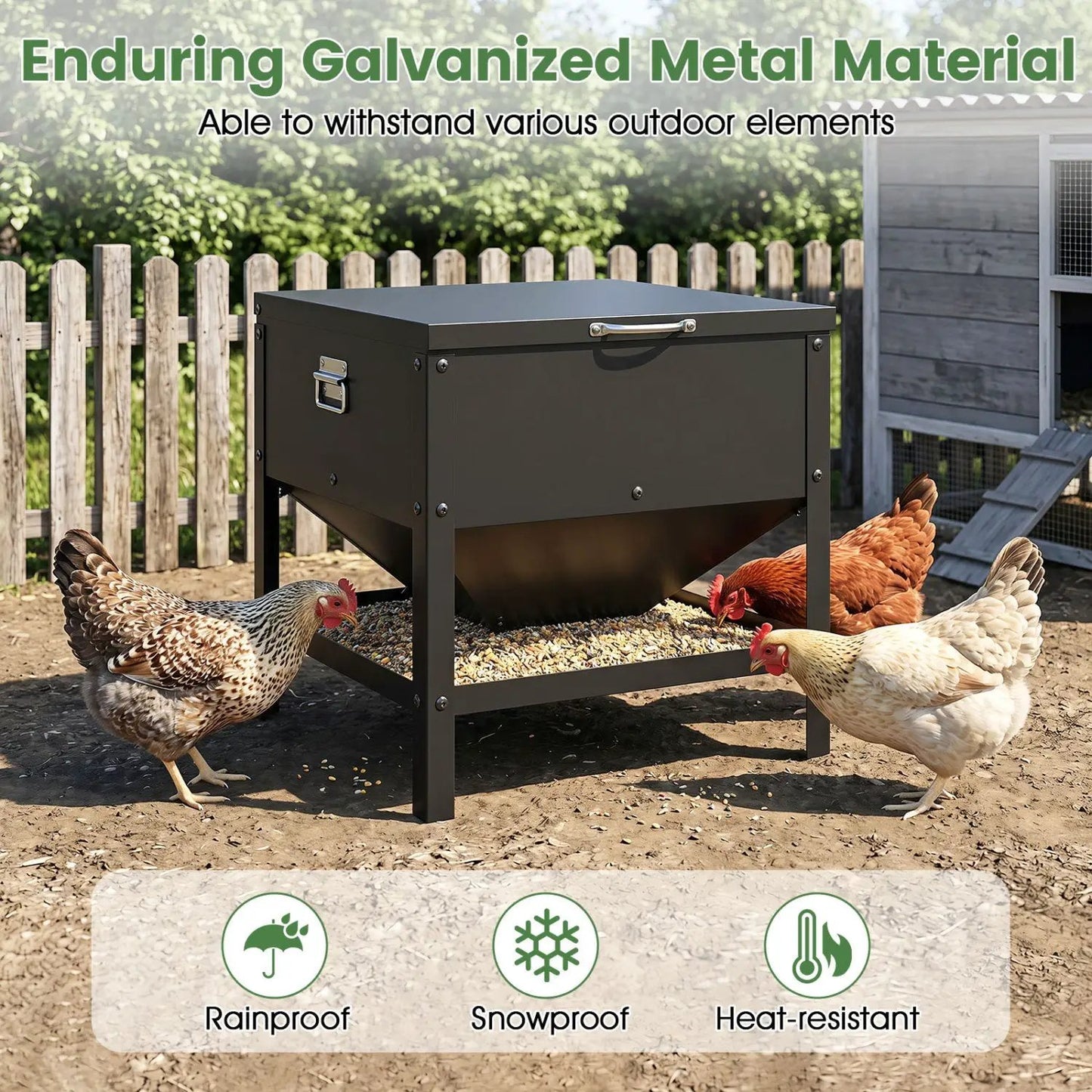 Large Capacity Chicken Feeder With Openable Lid