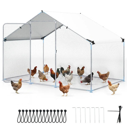 Large Metal Chicken Coop 9.8 by 6.7 ft with Cover