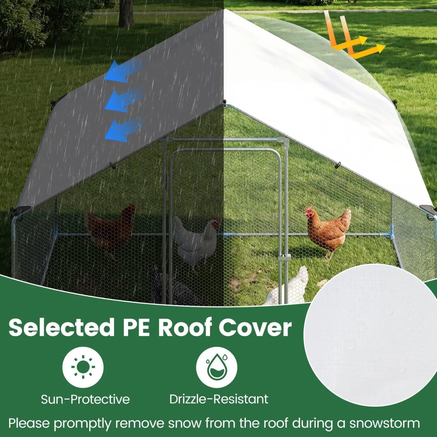 Large Metal Chicken Coop 9.8 by 6.7 ft with Cover