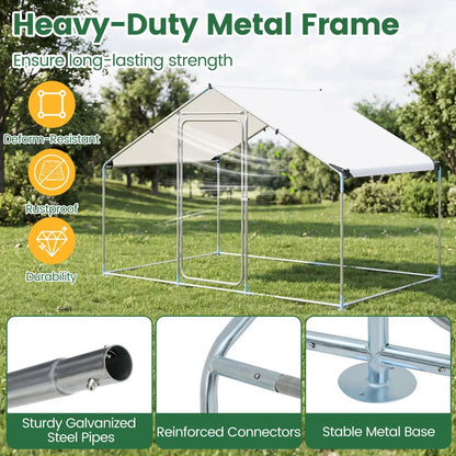 Large Metal Chicken Coop 9.8 by 6.7 ft with Cover