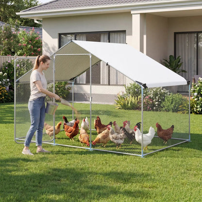 Large Metal Chicken Coop 9.8 by 6.7 ft with Cover