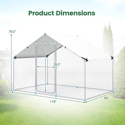 Large Metal Chicken Coop 9.8 by 6.7 ft with Cover