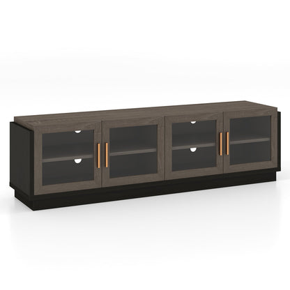 Large TV Stand for TVs up to 75 Inch with 4 Tempered Glass Doors for Living Room-White