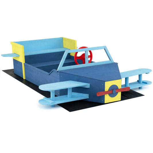 Large Wooden Sandbox with Bench Seat for Kids