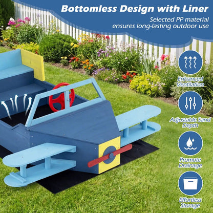 Large Wooden Sandbox with Bench Seat for Kids