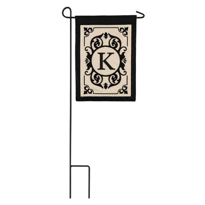Monogram Garden Applique Flag K, beige panel with black frame Evergreen Enterprises on Tampa Home & Garden Store