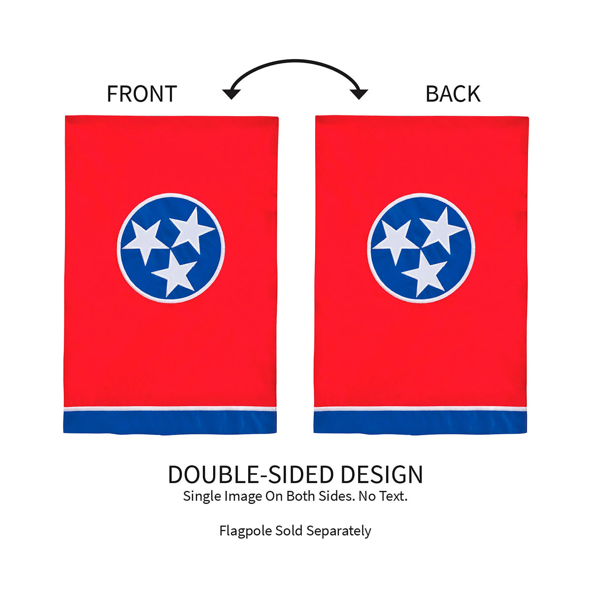 Tennessee State Flag Garden Applique Flag red double-sided with blue circle and white stars on Tampa Home & Garden Store