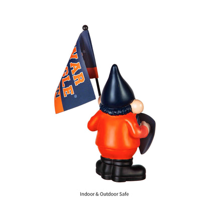 Auburn flag holder gnome, navy flag with orange letters, garden statue by Evergreen Enterprises on Tampa Home & Garden Store