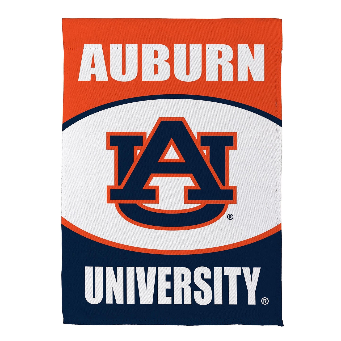 Auburn University suede flag orange field with navy emblem by Evergreen Enterprises on Tampa Home & Garden Store