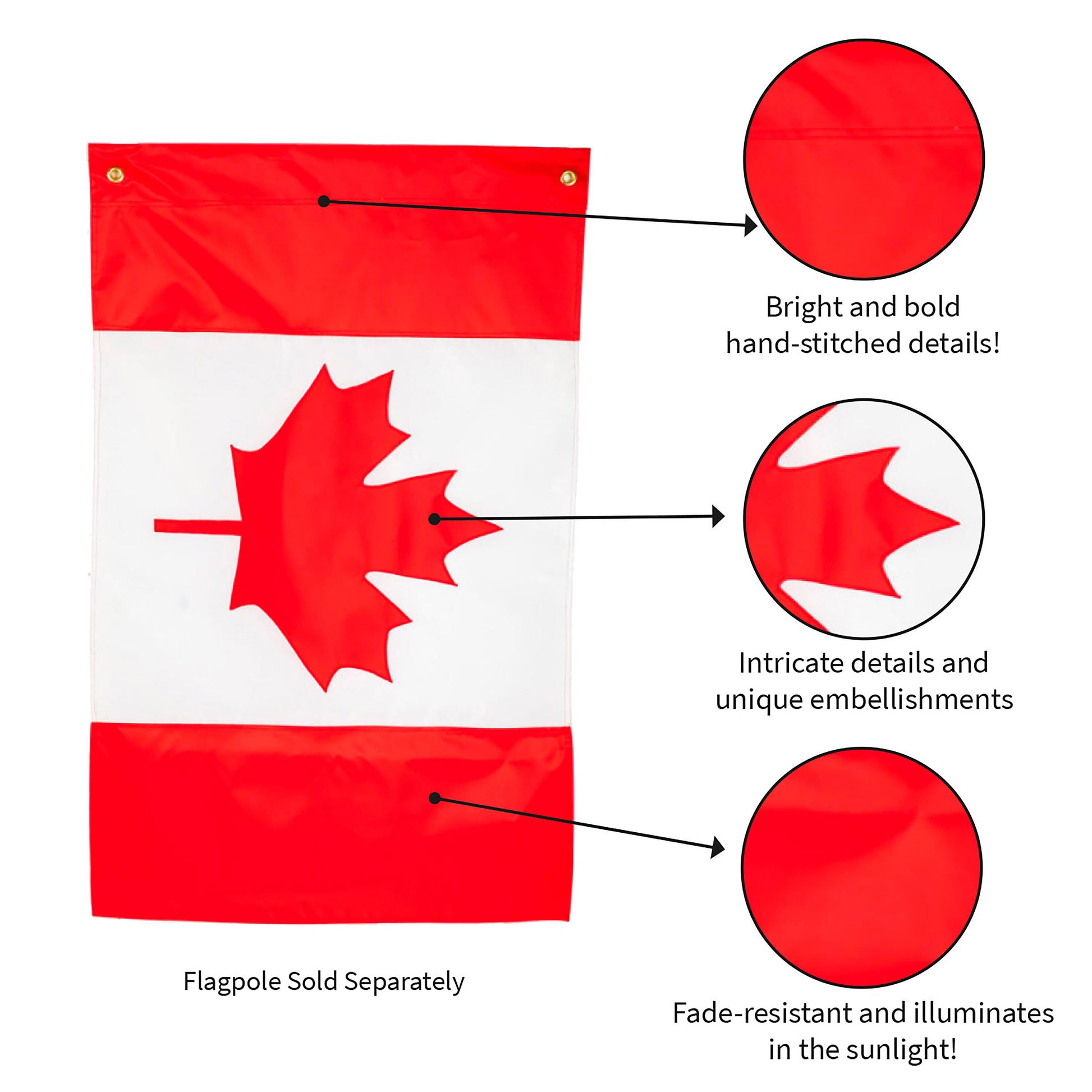 Canada House Applique Flag maple leaf design red header by Evergreen Enterprises on Tampa Home & Garden Store