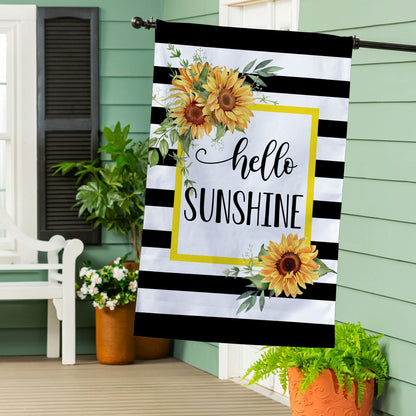 Bandera de arpillera a cuadros Hello Sunshine