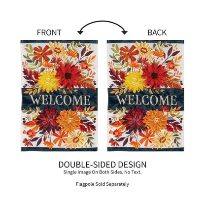 Fall Floral Applique Garden Flag with bouquet, double-sided design by Evergreen Enterprises on Tampa Home & Garden Store