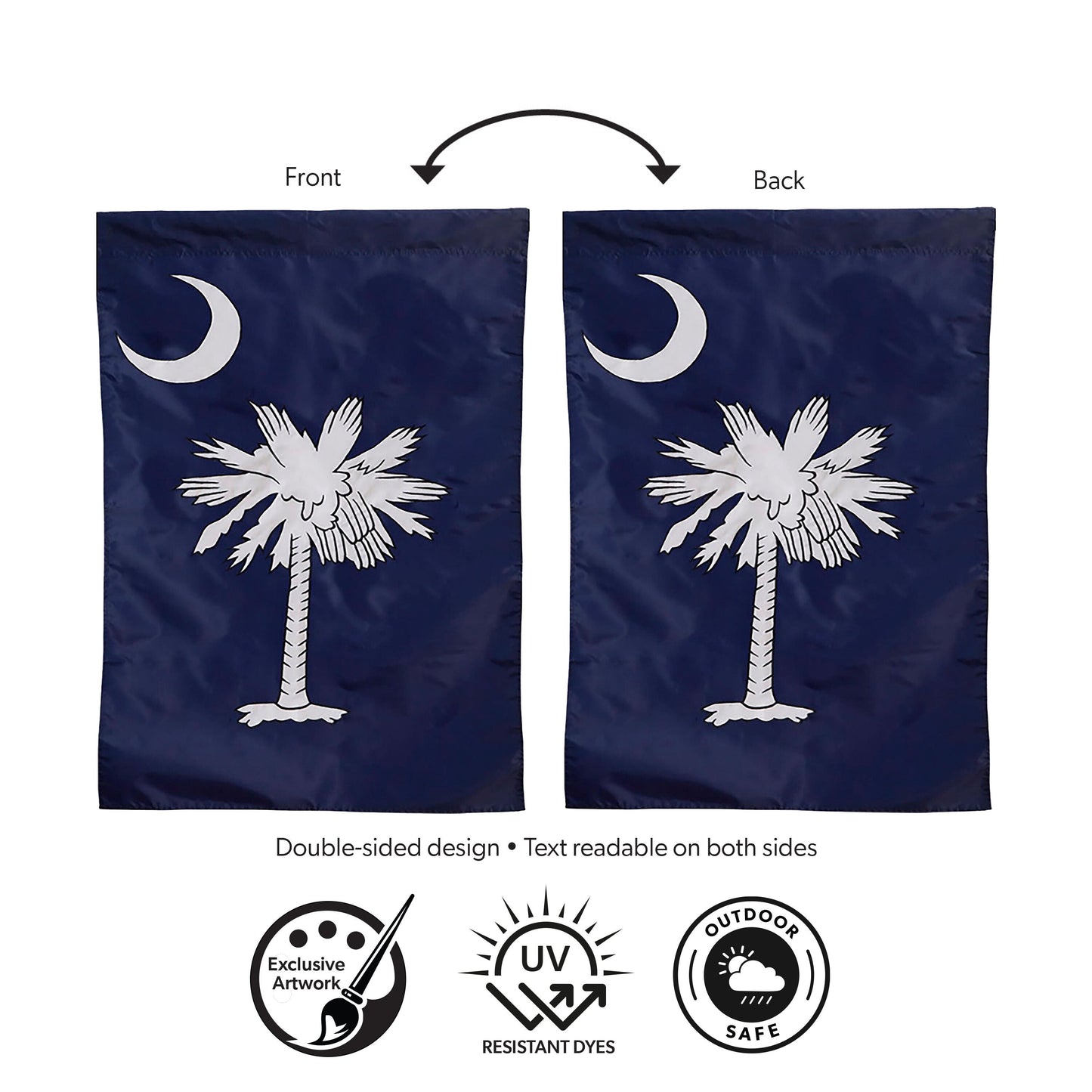 South Carolina Garden Applique Flag pair navy with white palmetto crescent Evergreen Enterprises on Tampa Home & Garden Store
