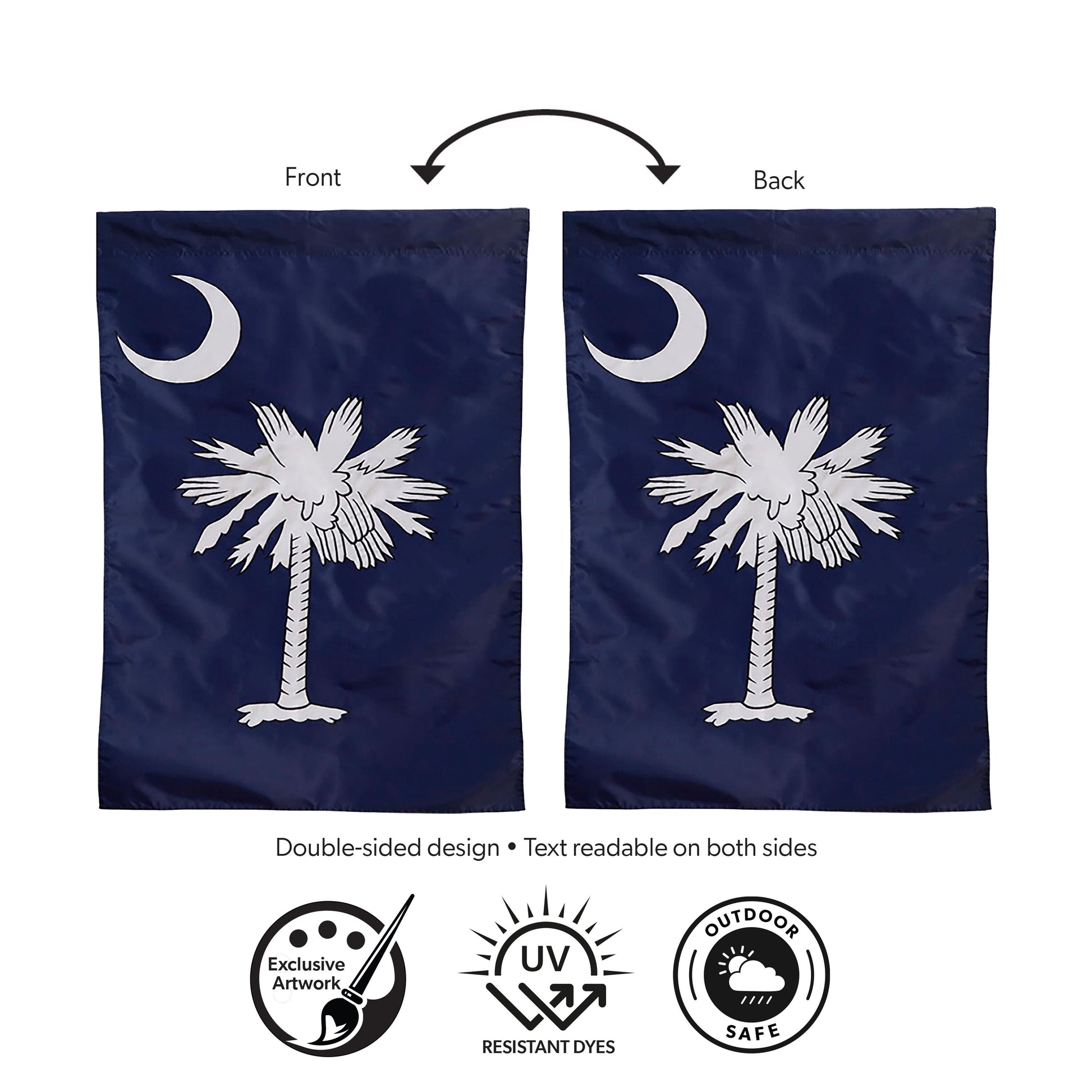 South Carolina Garden Applique Flag pair navy with white palmetto crescent Evergreen Enterprises on Tampa Home & Garden Store