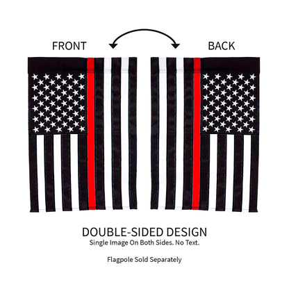 Thin Red Line Garden Applique Flag Decor double-sided flag with stars and red stripe on Tampa Home & Garden Store