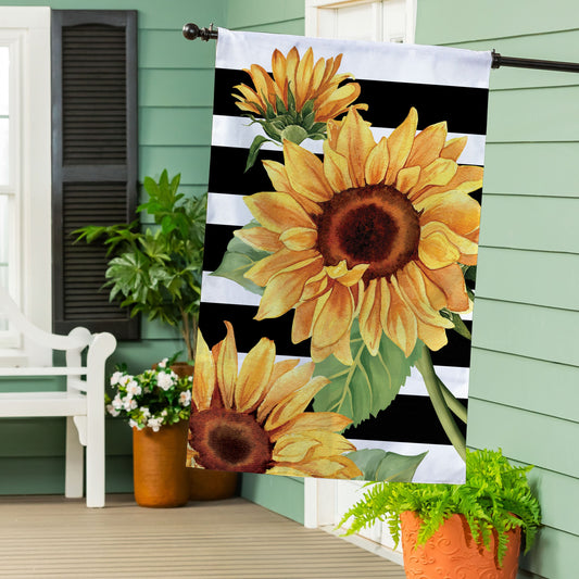 Striped Sunflowers Burlap House Flag - Tampa Home & Garden Store