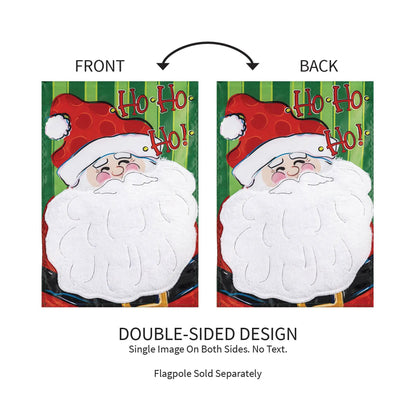 Applique flag Ho Ho Ho Santa by Evergreen Enterprises, double-sided design with Santa hat on Tampa Home & Garden Store