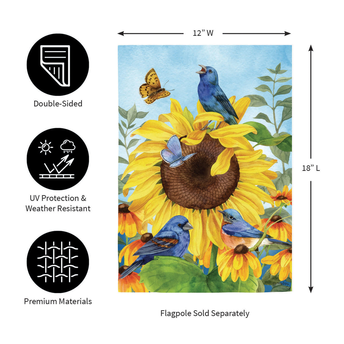Sunflower Glory Suede Garden Flag double-sided by Evergreen Enterprises on Tampa Home & Garden Store