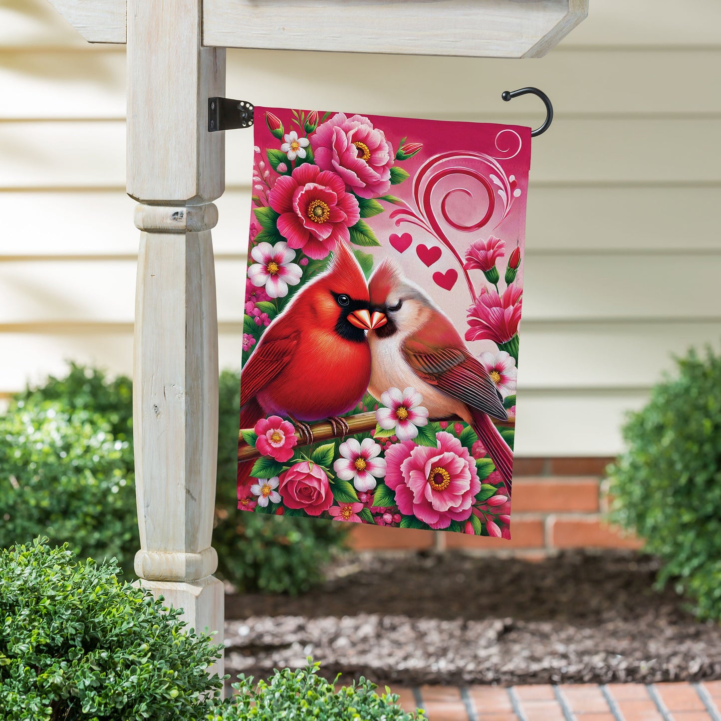 Drapeau de jardin en suède Amoureux des cardinaux