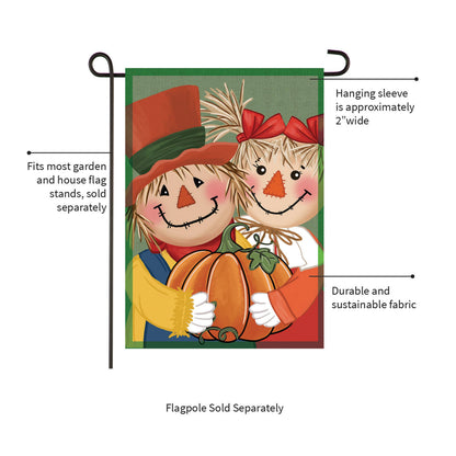 Couple Of Scarecrows Applique Garden Flag; two scarecrows with pumpkins by Evergreen Enterprises on Tampa Home & Garden Store