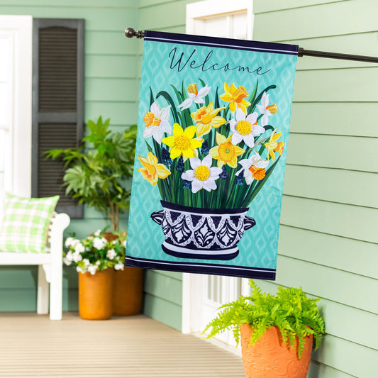 Drapeau de maison appliqué à la jonquille de Delft