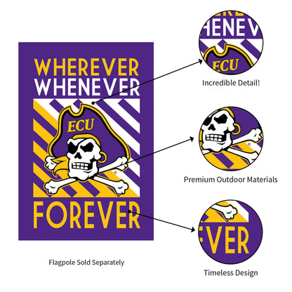 ECU WWF House Flag in purple with yellow text and skull emblem by Evergreen Enterprises on Tampa Home & Garden Store