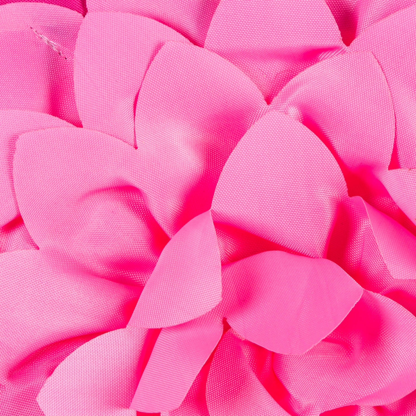 Let's Flamingle Garden Applique Flag pink woven ribbon texture close-up on Tampa Home & Garden Store