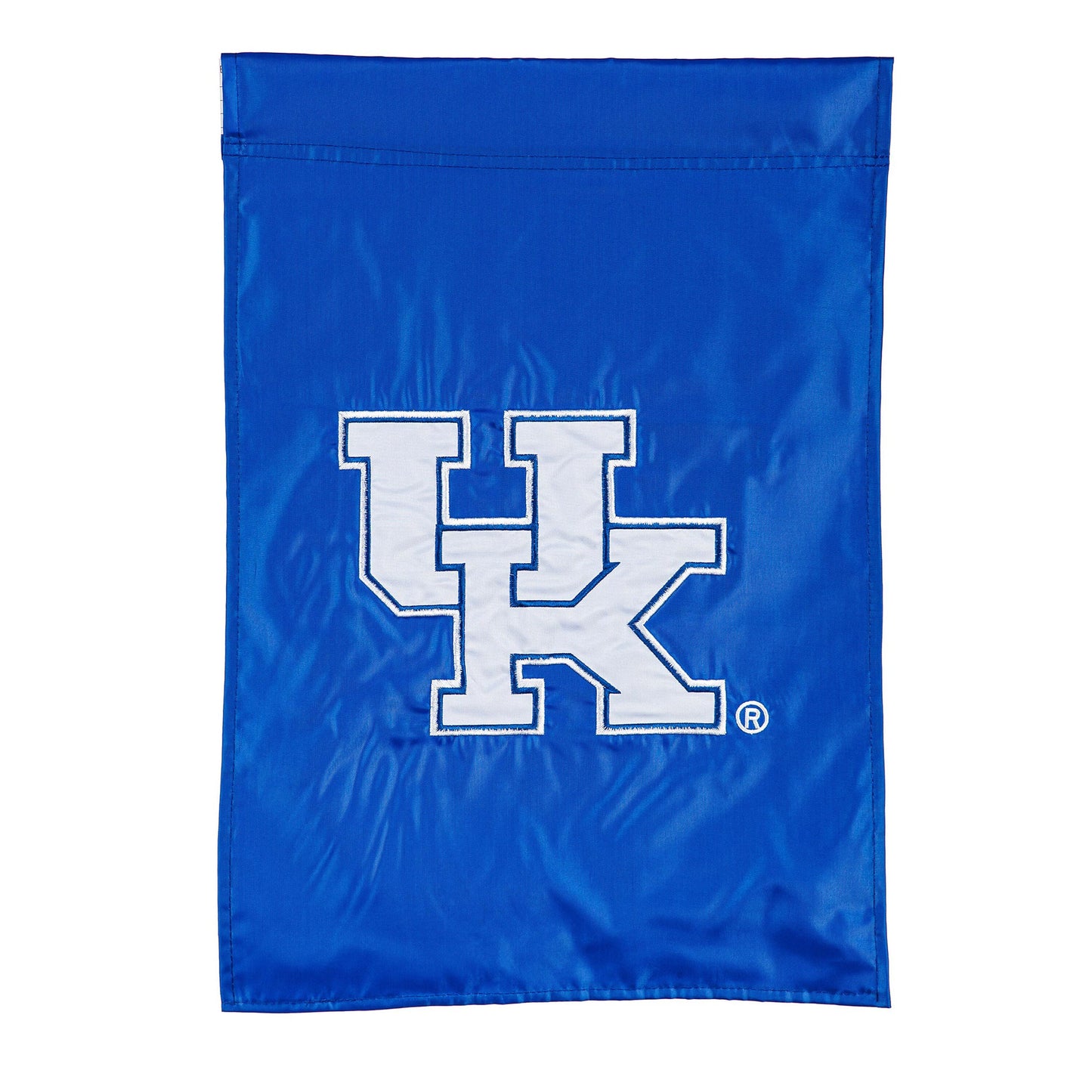 University of Kentucky applique garden flag in royal blue with white UK letters on Tampa Home & Garden Store