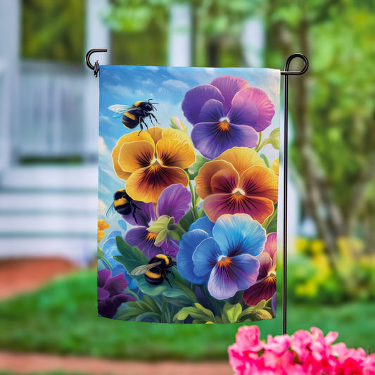 Pansies & Bees Suede Garden Flag - Tampa Home & Garden Store