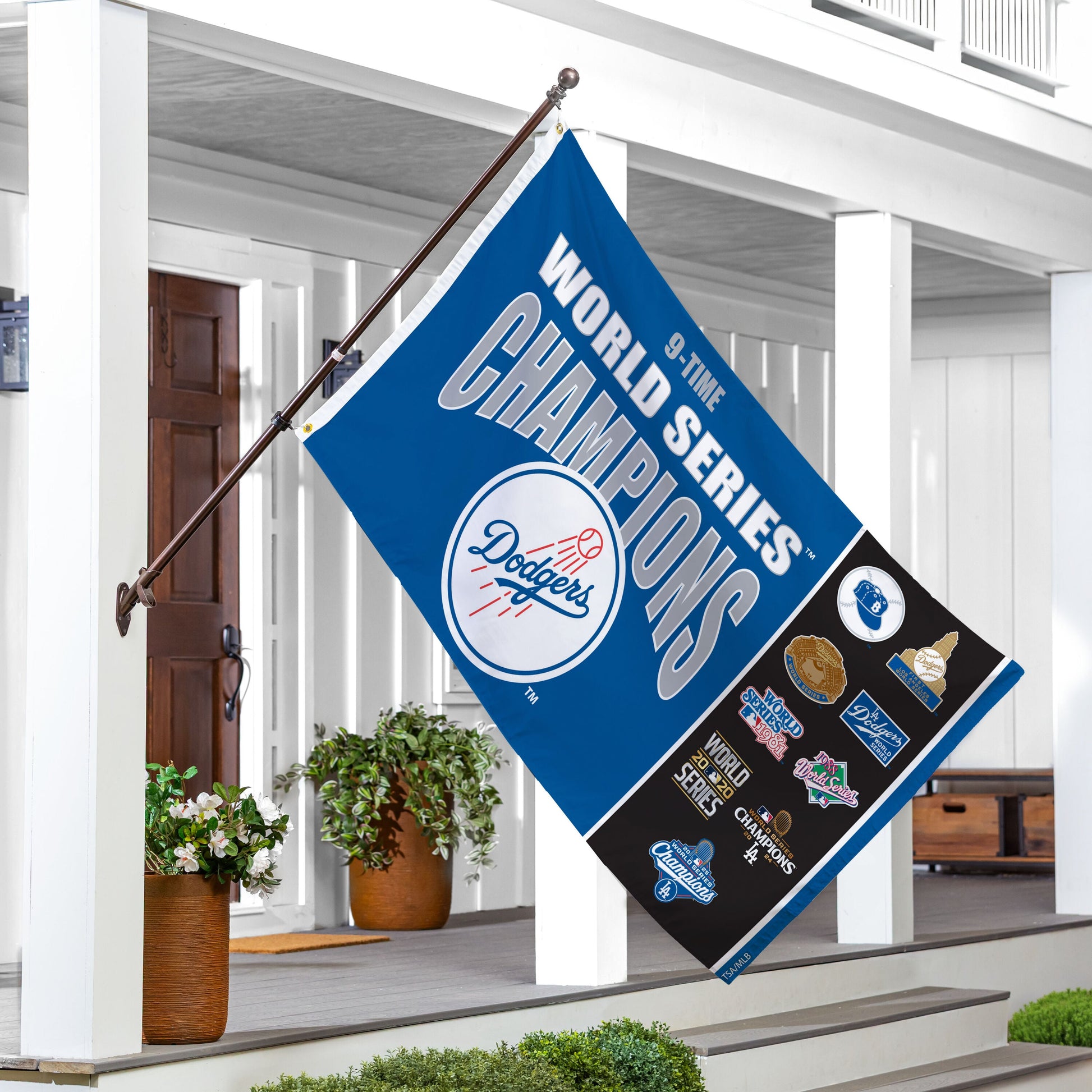 Los Angeles Dodgers flag, single-sided with 2 grommets, blue sublimated 3x5 ft flag on Tampa Home & Garden Store
