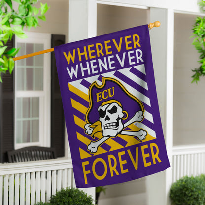 ECU WWF House Flag Lustre flag purple with yellow text and crest by Evergreen Enterprises on Tampa Home & Garden Store