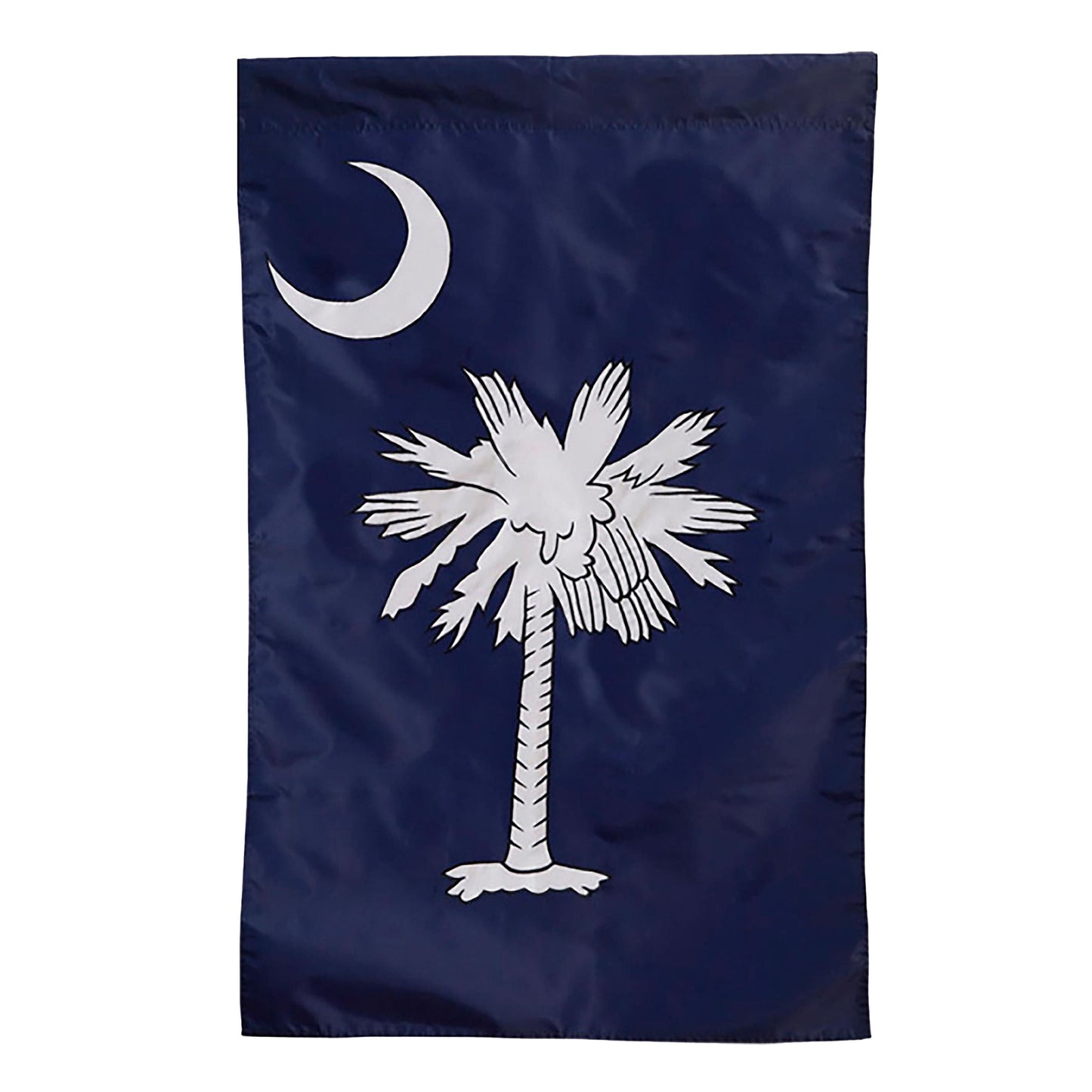 South Carolina Garden Applique Flag navy blue field with white crescent and palmetto tree on Tampa Home & Garden Store