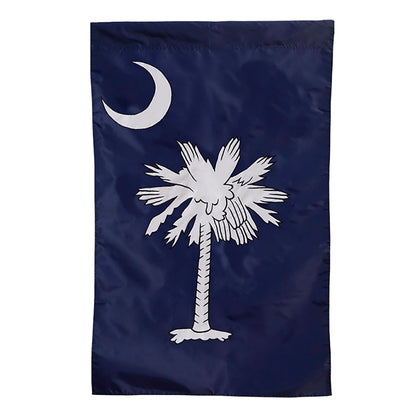 South Carolina Garden Applique Flag navy blue field with white crescent and palmetto tree on Tampa Home & Garden Store