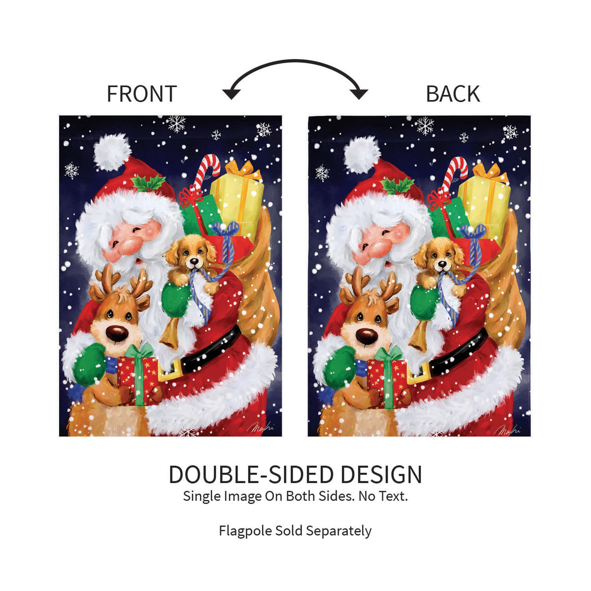 Christmas Santa and Reindeer Garden Flag