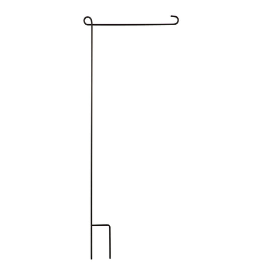 Black garden flag stand set of 2, metal posts with tall vertical supports and curved arm on Tampa Home & Garden Store