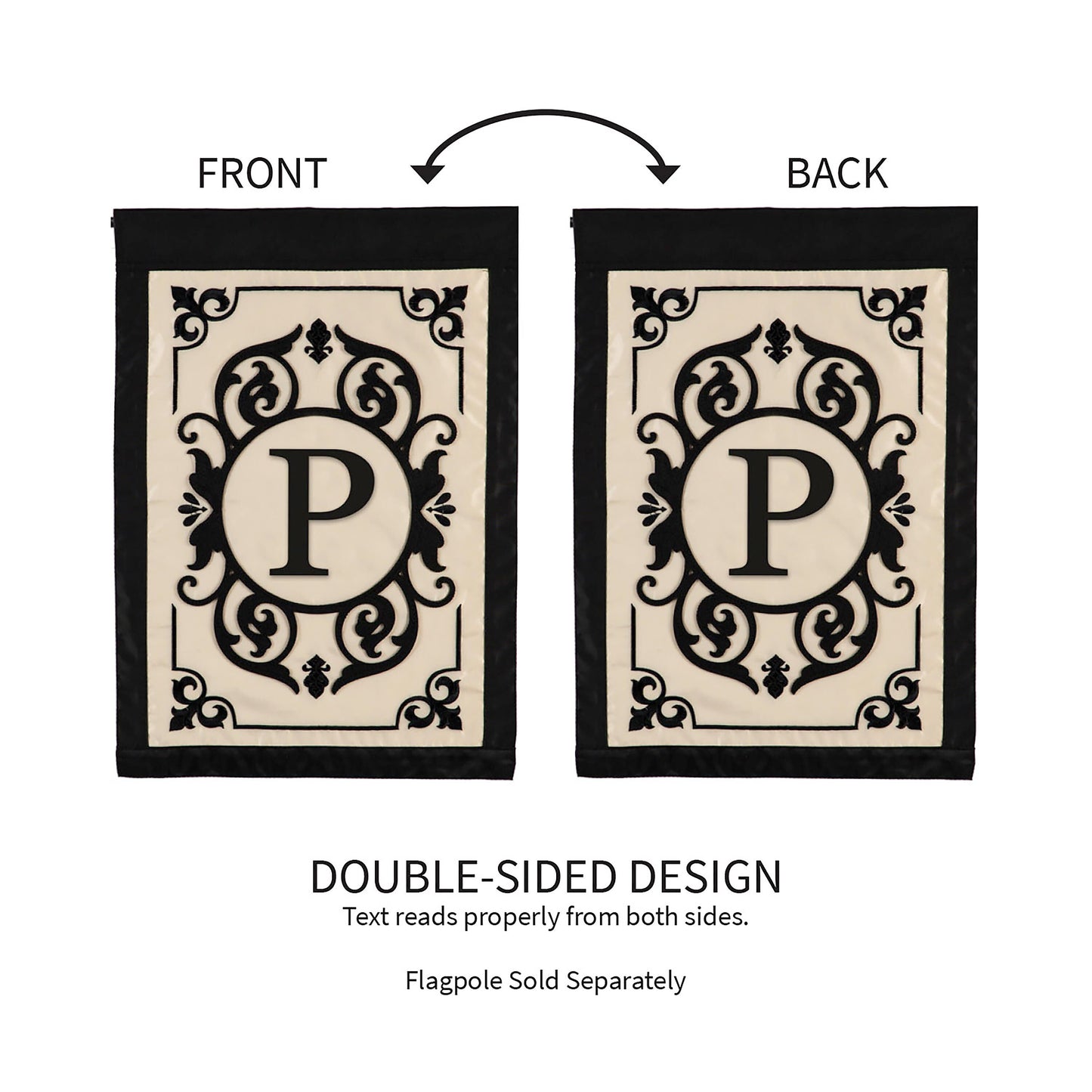 Cambridge Monogram Garden Applique Flag P, double-sided design, Evergreen Enterprises on Tampa Home & Garden Store