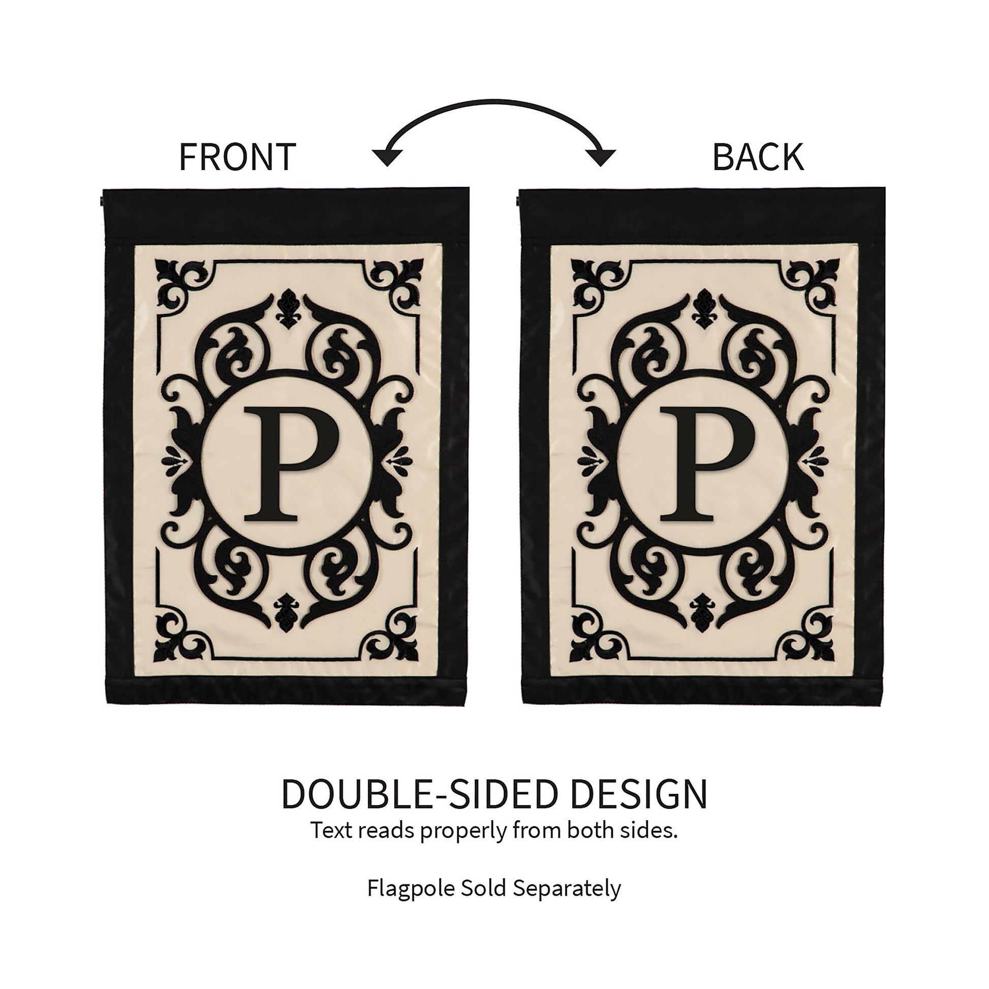 Cambridge Monogram Garden Applique Flag P, double-sided design, Evergreen Enterprises on Tampa Home & Garden Store