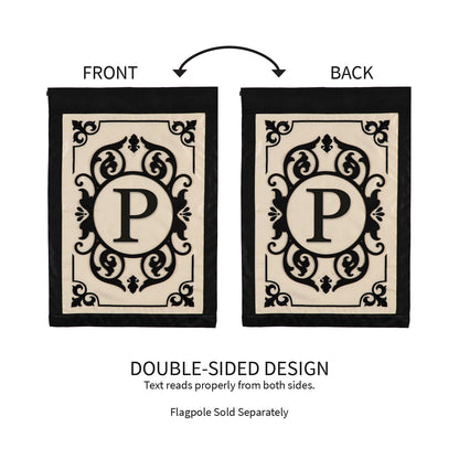 Cambridge Monogram Garden Applique Flag P, double-sided design, Evergreen Enterprises on Tampa Home & Garden Store