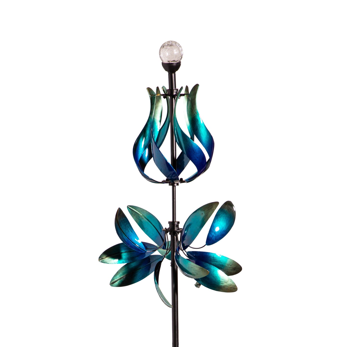Evergreen Enterprises Seaside Retreat Wind Spinner 82in with solar blue teal gradient blades on Tampa Home & Garden Store