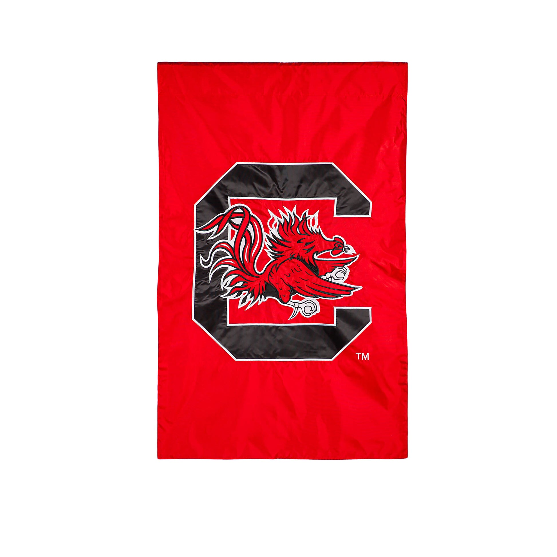 University of South Carolina applique house flag with red field and USC Gamecocks emblem on Tampa Home & Garden Store