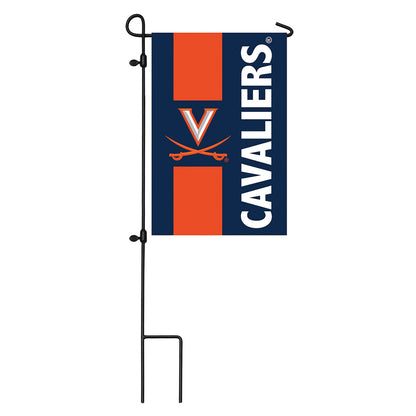 University of Virginia Embellished Garden Flag, navy blue with orange accent, applique on Tampa Home & Garden Store