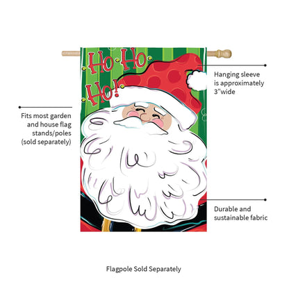 Ho Ho Ho Santa applique flag with Santa on green background; Evergreen Enterprises on Tampa Home & Garden Store