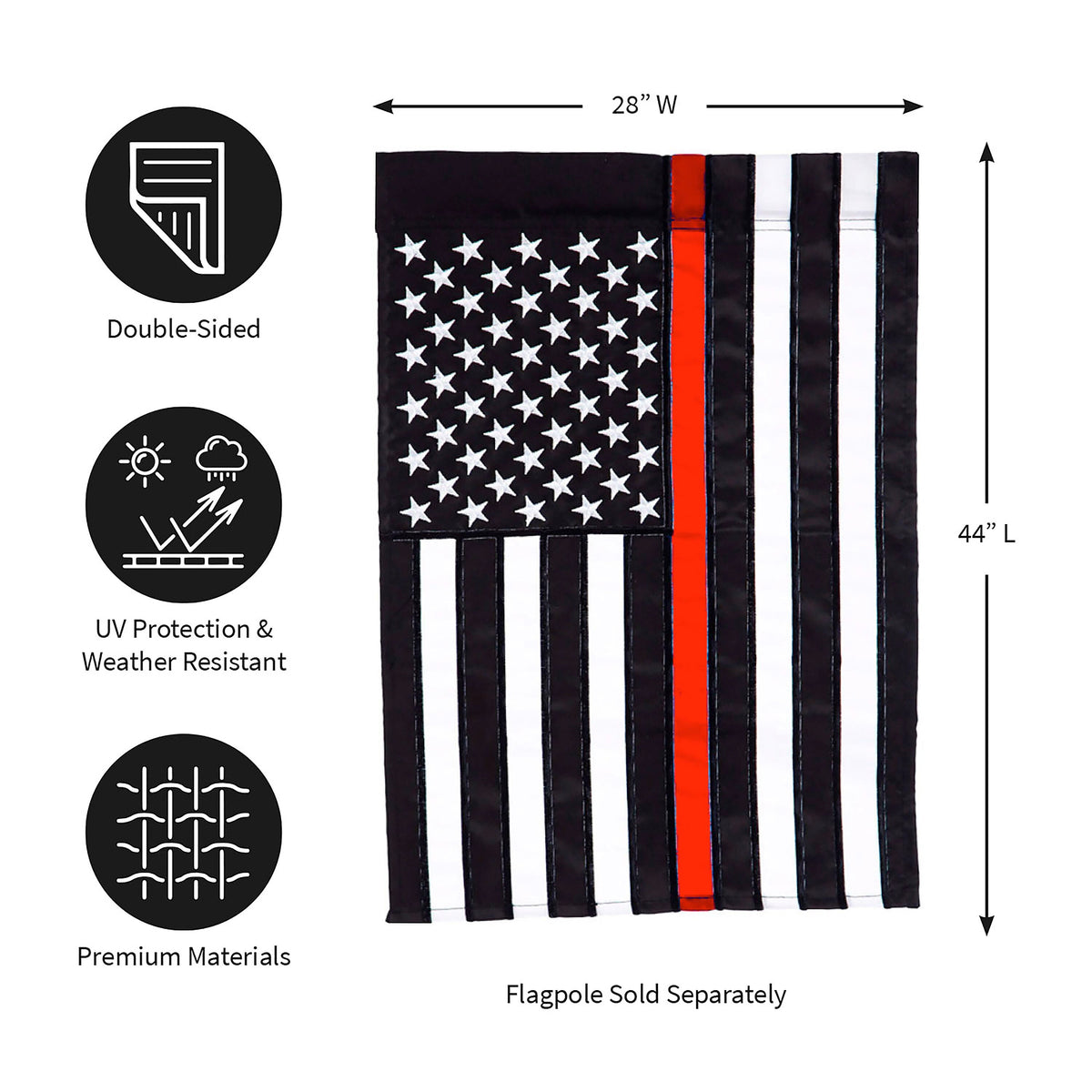 Thin Red Line House Applique Flag US flag with black white stripes and red stripe Evergreen on Tampa Home & Garden Store