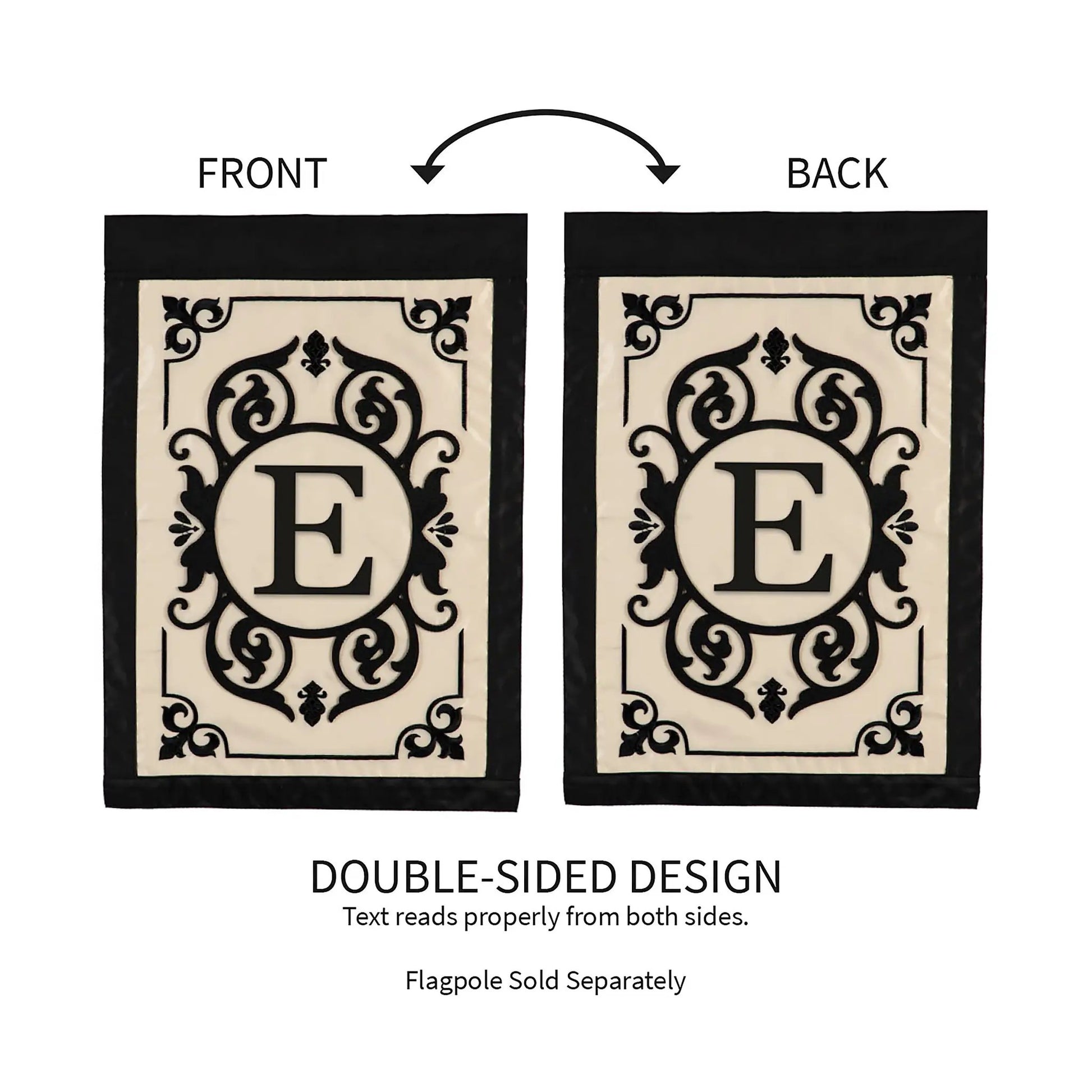 Cambridge Monogram Garden Applique Flag E, double-sided two flags Evergreen Enterprises on Tampa Home & Garden Store