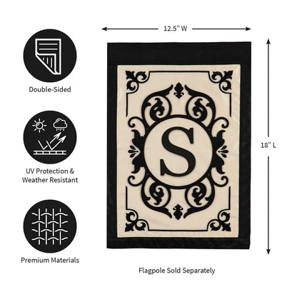 Cambridge Monogram Garden Applique Flag Letter S by Evergreen Enterprises - Wholesale Collective on Tampa Home & Garden Store