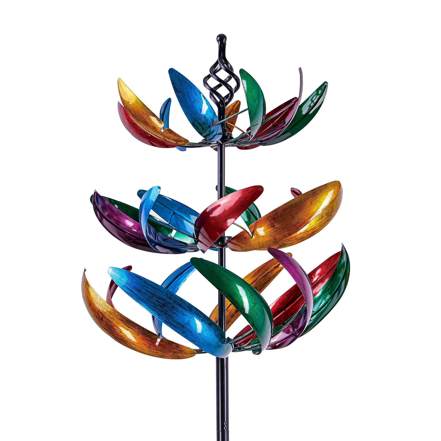 84-inch tall three-tier wind spinner with multicolor blades Evergreen Enterprises on Tampa Home & Garden Store