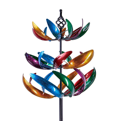 84-inch tall three-tier wind spinner with multicolor blades Evergreen Enterprises on Tampa Home & Garden Store