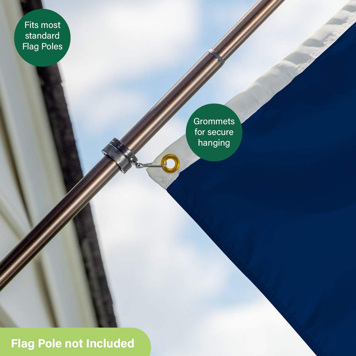 Tennessee Titans 3x5 ft single-sided sublimated flag with 2 grommets on a bronze flag pole on Tampa Home & Garden Store